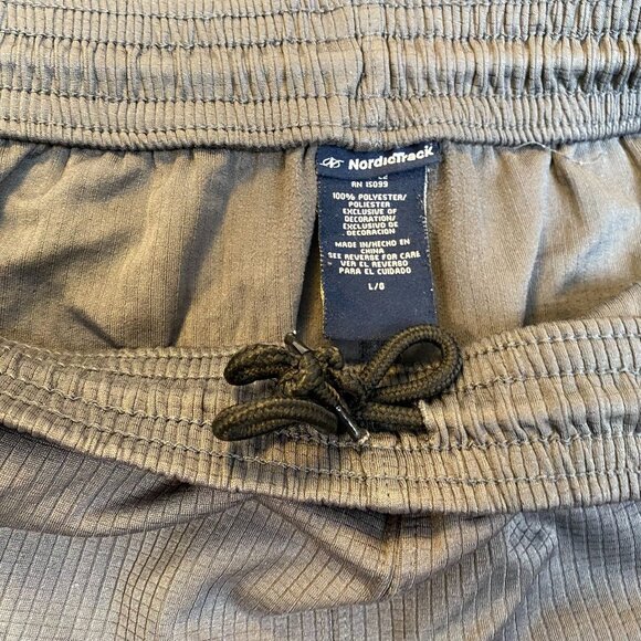 Nordictrack Mens Athletic Shorts Large Gray & Blue With Elastic Waistband - Picture 7 of 11